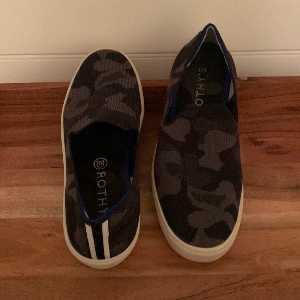 Rothy’s Grey Camouflage slip on sneakers